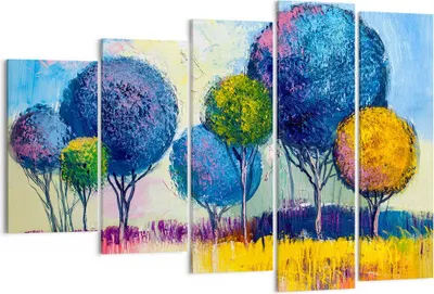 Produktbild von Bild auf Leinwand - Leinwandbild - Bäume Wiese Sommer - 150x100cm - Wand Bild - Wanddeko - Leinwanddruck - Bilder - Kunstdruck - Wanddekoration - Leinwand bilder - Wandkunst - EG150x100-4056