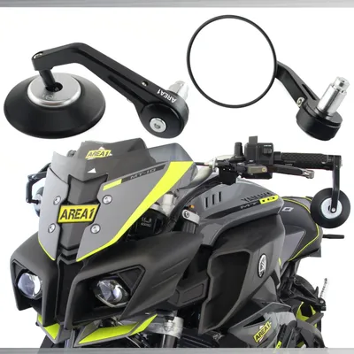 Produktbild von Area1 Premium Motorrad Lenkerendenspiegel e- CNC Motorrad Rückspiegel Set (Rechts+Links) Kompatibel mit BMW Yamaha Honda Kawasaki KSR