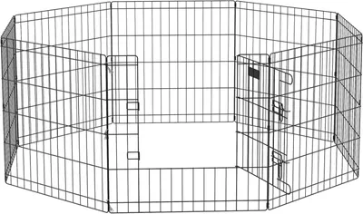 Produktbild von Welpenauslauf 8-teilig mit Tš¹r, Freilaufgehege Laufgitter 61 cm hoch, Schwarz