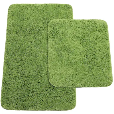 Produktbild von Badematten, 2er-Set, bestehend aus einer Badematte (ca. 50/80 cm) und einer WC-Matte (ca. 45/50 cm) – Farbe: Grün