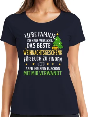 Produktbild von Liebe Familie bestes Weihnachtsgeschenk lustig verwandt Spruch Damen T-Shirt, Navy, S
