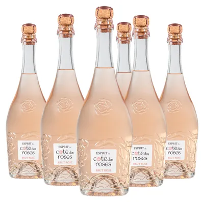 Image de Esprit de Cote des Roses Brut rosé vin effervescent Lot 6 bouteilles 75cl