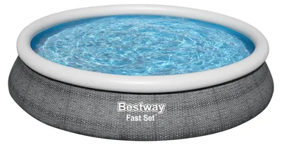 Obrázok produktu pre Bestway® Fast Set™ vyskakovacia bazénová súprava s filtračným čerpadlom Ø 457 x 84 cm, ratanový vzhľad (bridlicovo sivá), okrúhla