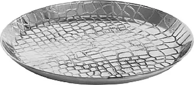 Produktbild von Broste Copenhagen Kerzentablett Croco Aluminium silber rund 13cm