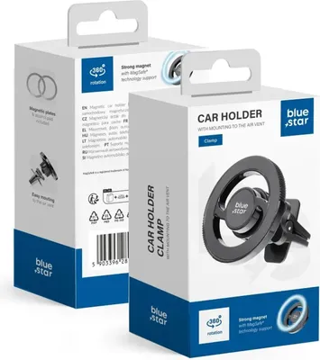 Image de BLUE STAR Support magnétique pour voiture CLAMP adapté à la calandre compatible avec MagSafe