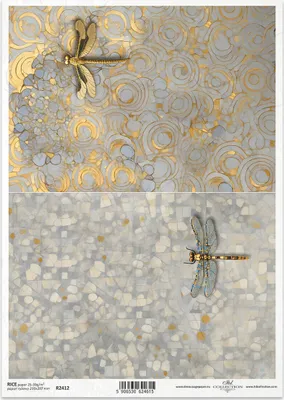Immagine prodotto di ITD carta di riso decoupage tecnica artigianale tovagliolo di carta-R2412 Mosaico di libellule - Ispirato a Klimt