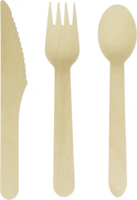 Produktbild von kangaro Einweg-Besteck-Set aus Holz 200-teilig biologisch abbaubar