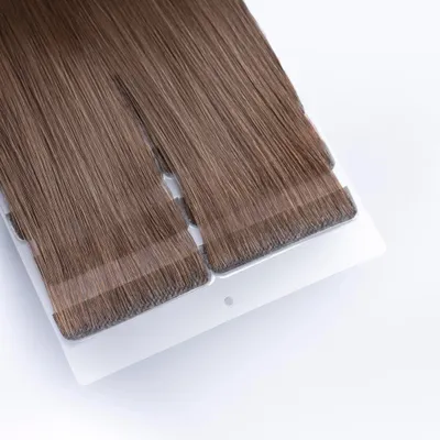 Image de Extensions adhésives invisibles en cheveux naturels 55 cm 25 g – Extension de cheveux n° 6 Châtain clair