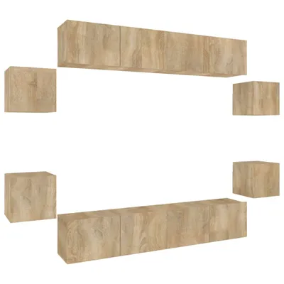 Produktbild von vidaXL 8-tlg. TV-Schrank-Set Sonoma-Eiche Holzwerkstoff