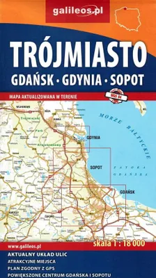 Produktbild von Dreistadt. Danzig, Gdynia, Sopot. Karte / Stadtplan. Galileos