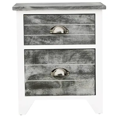 Obrázok produktu pre vidaXL Nočný stolík sivý a biely 38x28x45 cm Paulownia Wood