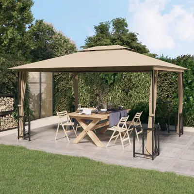 Image de Pavillon avec parois latérales & double toit 3x4 m taupe