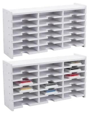 Stempelkissen-Organizer, 2er-Set, 18 Fächer, PVC, stapelbar