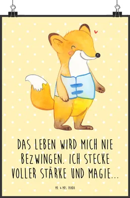 Produktbild von Mr. & Mrs. Panda Bild Fuchs Orthopädisches Korsett DIN A0 - Gelb Pastell - Geschenk, Posterdruck, drucke, Wandbild, Plakat, wanddeko