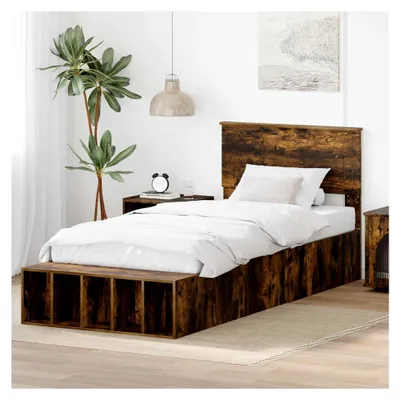 Produktbild von Stauraumbettgestell aus Holz mit integriertem Stauraum und verstellbarem Kopfteil