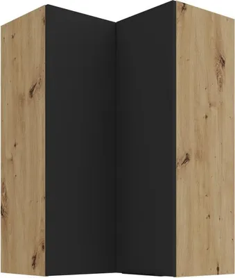 Obrázek produktu pro Vysoká rohová skříňka LUNARA 2 - 60x60 cm, černá / dub artisan