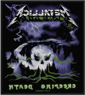 Productafbeelding van Patch Creeping Death - Band Logo - Kleding Versieren - Officieel Geweven - 15 x 15 cm - Zwart