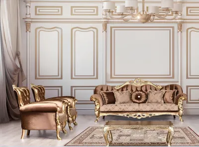 Image de Ensemble de canapés 3+1+1 places de luxe Ensemble de canapés Fauteuils baroques Salon