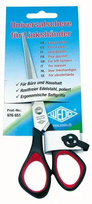 Obrázek produktu pro Nůžky WEDO Nůžky z nerezové oceli s měkkou rukojetí pro leváky Černá Červená