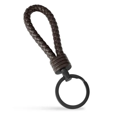 Immagine prodotto di SERASAR | Portachiavi in pelle da uomo [Forte] con acciaio inossidabile marrone | Colore: Marrone | Lunghezza: 16cm