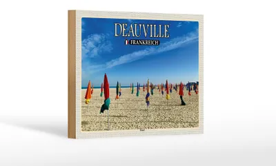 Produktbild von Holzschild Reise 18x12 cm Deauville Frankreich Strand Meer Urlaub