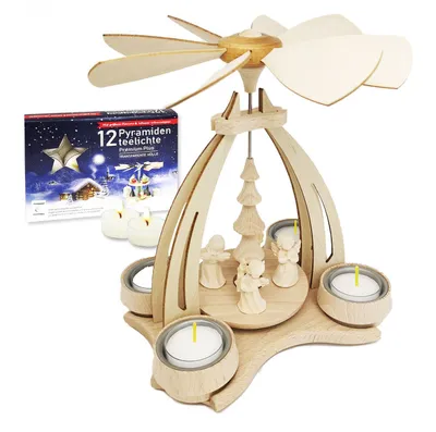 Obrázek produktu pro Krušnohorské dřevo, stůl, svítilna, Vánoce, pyramida - andělé