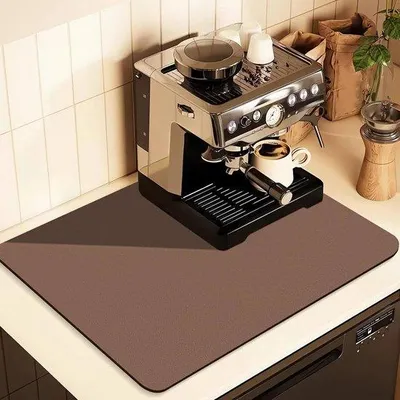 Produktbild von Afdruipmat für Kaffeemaschine, 30x40cm, für Bad, Küche, Antislip, schnell trocknend, braun, Kunstleder