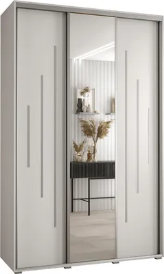 Produktbild von MEBLE KRYSPOL Cannes 13 Schrank mit 3 Schiebetüren - 205,2x160x60 cm - Weiß Weiß Silber