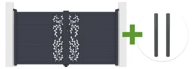 Produktbild von FOLYA 3 m H.160 cm graues Aluminium-Schwingtor + 2 Pfosten 15x15 cm