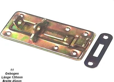 Produktbild von Grendelriegel Türriegel Riegel Schlossriegel Möbelriegel Schubriegel Gebogen 120x45mm