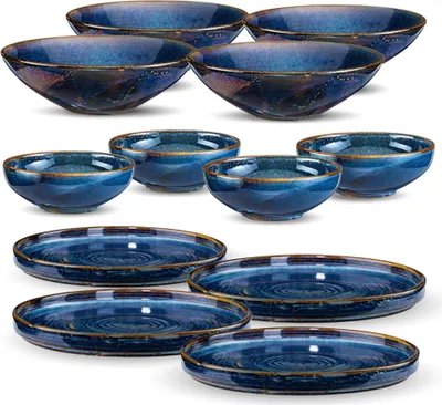 Produktbild von VERLO Tafelservice DEEP BLUE für 4 Personen – Hochwertiges Porzellan-Geschirrset in Dunkelblau, elegantes Design für stilvolle Tischkultur