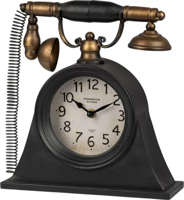 Produktbild von formano Metall Standuhr Vintage Telefon Tischuhr im Retro Design 27x25 cm Quarz