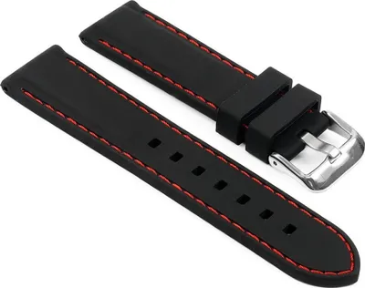 Produktbild von Modisches weiches Silikon-Uhrenarmband mit Schnalle, Ersatzarmband-Schwarz + Rot,18mm