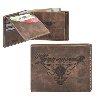 Zdjęcie produktu dla Greenburry skórzany męski portfel crossbody z ochroną RFID brązowy antyczny "Phoenix"