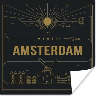 Produktbild von MuchoWow® Poster Amsterdam - Skyline - Flugzeuge 100x100 cm - Babyzimmer
