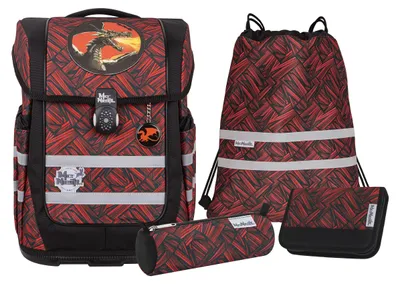 Produktbild von McNeill Schulranzen Ergo Compacto Schoolbag Set 5-teilig Zack rot