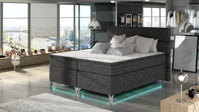 Obrázek produktu pro Manželská postel s osvětlením 180x200 ESTORIA - černá 1