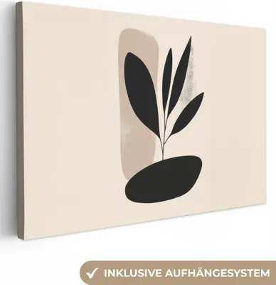 Produktbild von Leinwand Bilder 120x80 cm - Japandi - Pflanzen - Beige, Bild Modern, Wanddeko, Gemälde