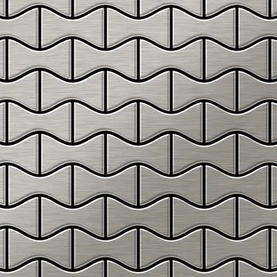 Produktbild von Mosaik Fliese massiv Metall Edelstahl gebürstet grau 1,6mm stark Kismet-S-S-B