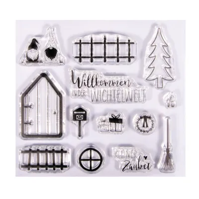 Produktbild von Rayher Clear Stempel - Clear Stamps - Wichtelwelt, 102,5x97mm, 13 Motive