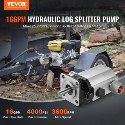 Obrázek produktu pro VEVOR Hydraulická sada čerpadla pro štípače polen, 16 GPM, dvoustupňové hydraulické zubové čerpadlo 4000 PSI z hliníku, s ventilem, vstup 1'', výstup 1/2'' NPT, 3600 ot/min, pro štípače polen s malým motorem