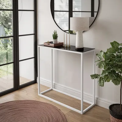 Produktbild von MODERN GLASS Konsole 80 cm Weiß / Schwarzes Glass