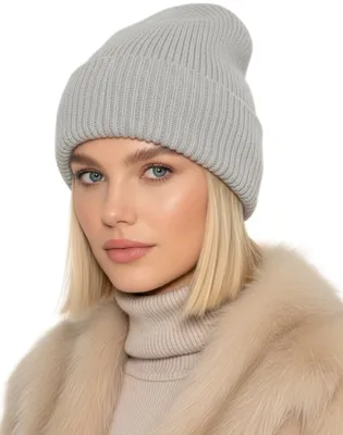 Imagen del producto de Baesics - Gorro de lana para mujer, color gris. Gorro de punto de angora, ideal para el invierno, con forro para mayor calidez