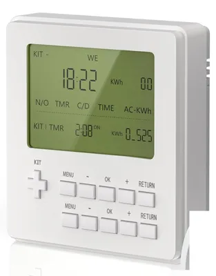 Digitale Zeitschaltuhr mit Energiekostenmessung, 16 A, LCD, 19 Programme
