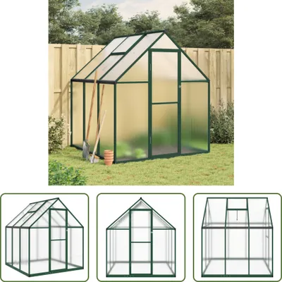 Produktbild von The Living Store Gewächshaus mit Fundamentrahmen Grün 169x169x195 cm Aluminimum