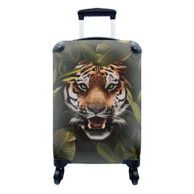 Produktbild von MuchoWow® Koffer Handgepäck Trolley Rollkoffer Kleine Reisekoffer mit 4 Rollen - Tiger - Grün - Augen - Cabin Size < 55x40x23 cm & 55x40x20 cm - Fotokoffer - Kabinenkoffer - Boardgepäck - Reise-Box - Reisekoffer - Reisegepäck - Koffer mit Bild - Trolley für Kinder