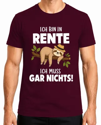 Immagine prodotto di Maglietta da uomo, colore bordeaux, taglia XXL, con la scritta: "Sono in pensione, non devo fare niente". (Stampa con tono sarcastico)