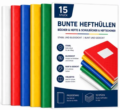 Obrázok produktu pre 15 farebných obálok, formát A4, pevné a nepriehľadné