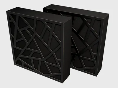 Obrázok produktu pre Sada 4 kusov akustických panelov "Skyross" – architektonický absorbér a difúzor zvuku | Obklad steny pre domáce kino a štúdio | 50x50 cm [čierna, 100 mm]