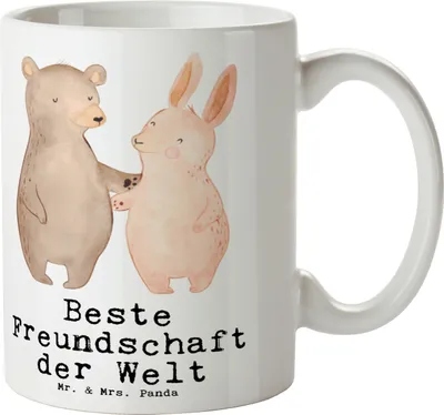 Produktbild von Mr. & Mrs. Panda Kaffeetasse Hase Beste Freundschaft der Welt - Weiß - Geschenk, Teetasse, Tasse mit Spruch, Freund, Best Friends, Freunde, Bae, Pott, Geschenkidee, Bff